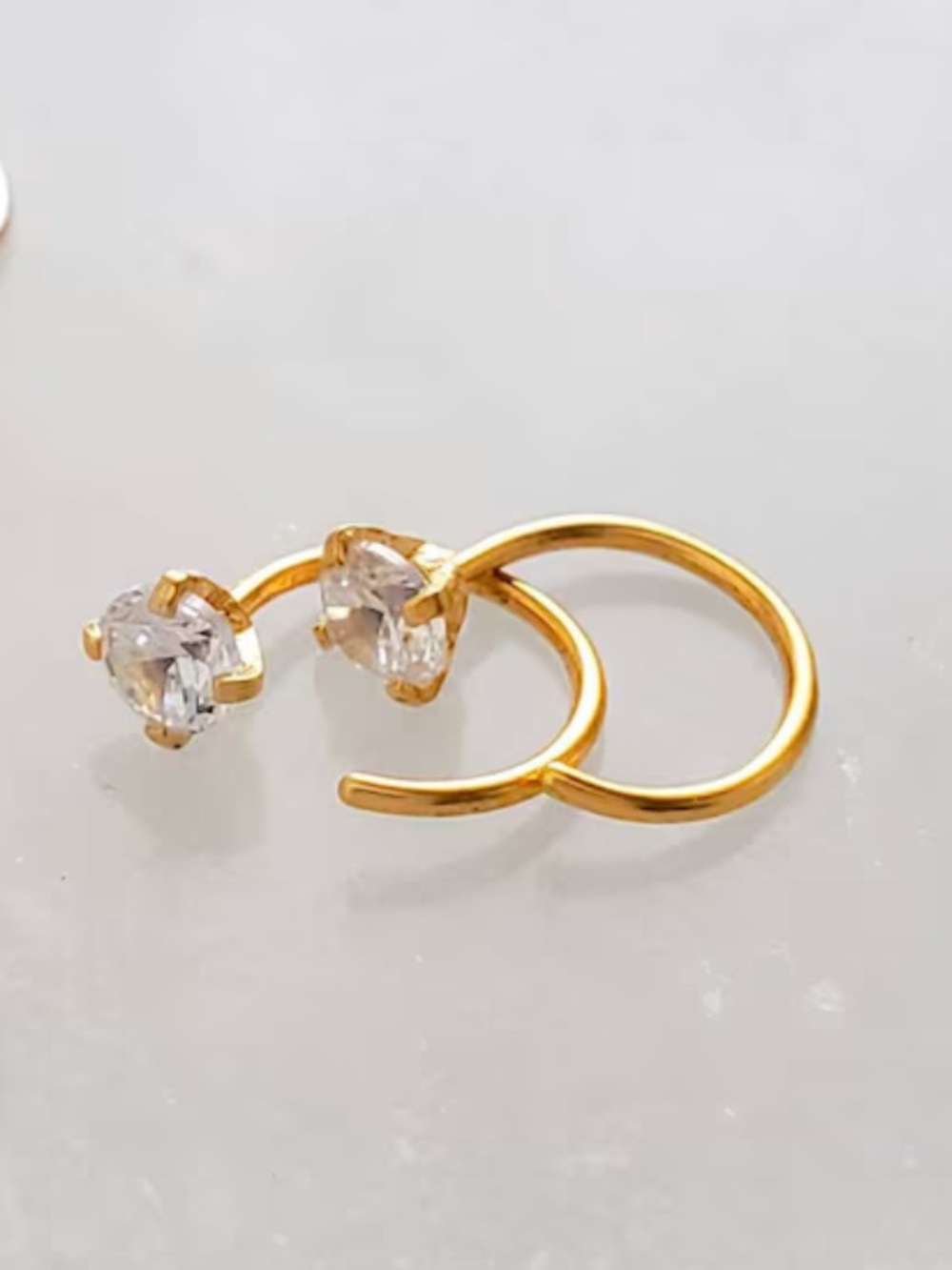 Studio Blue Gold plated Hoop Earrings with CZ Stones, size 1.5 mm, set of 4